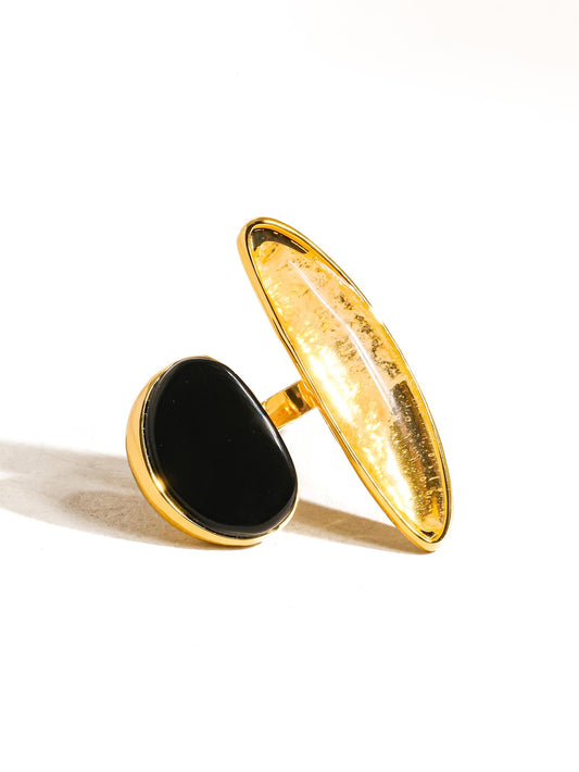 Black Agate Balance Ring