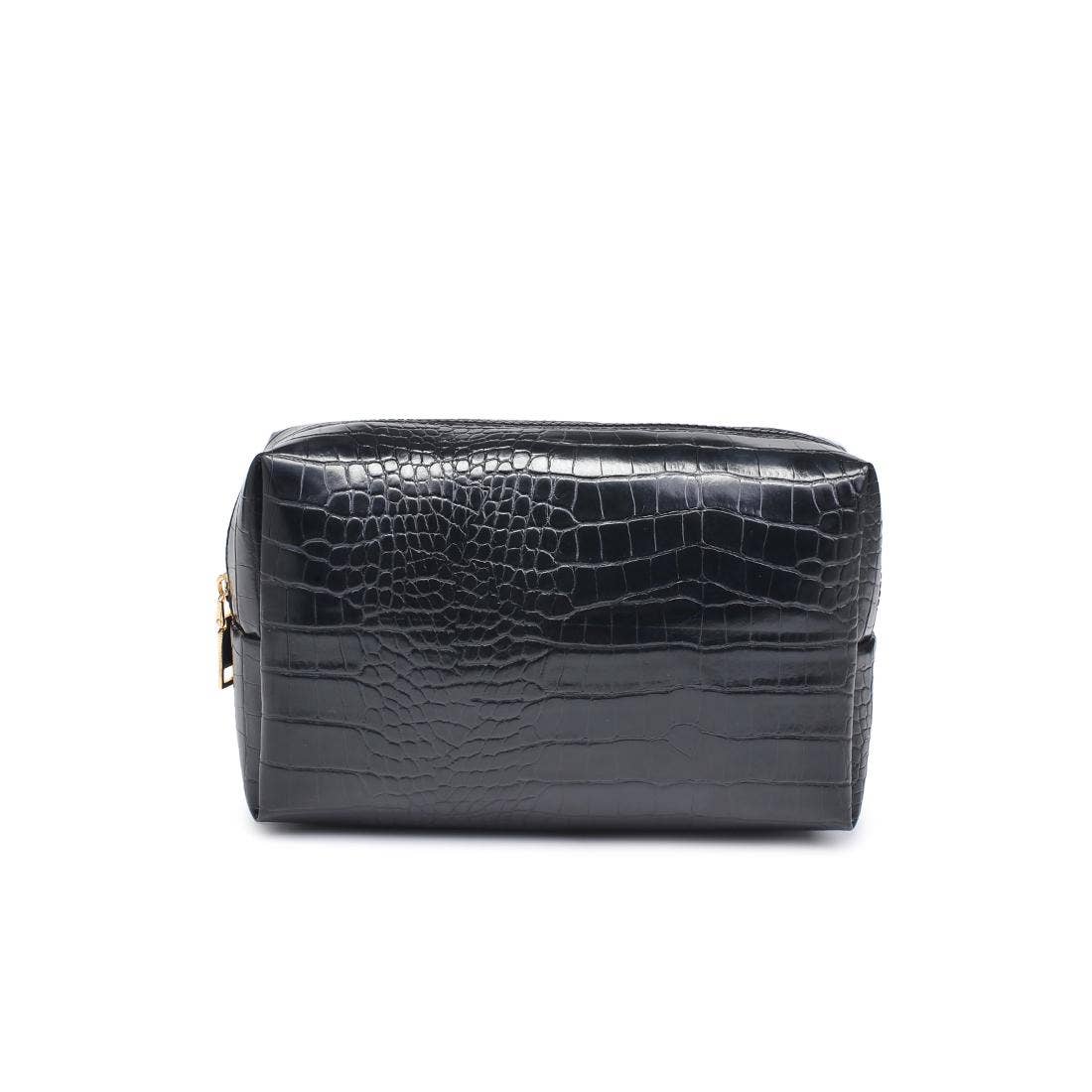 Croc Girl Makeup Bag | Vegan Leather Cosmetic Pouch with Gold Hardware
