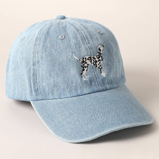Dalmatian Dog Embroidered Denim Baseball Cap