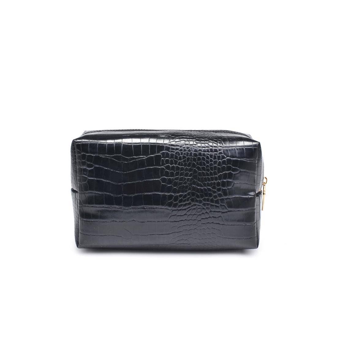 Croc Girl Makeup Bag | Vegan Leather Cosmetic Pouch with Gold Hardware