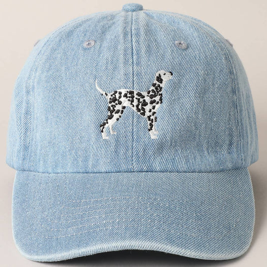 Dalmatian Dog Embroidered Denim Baseball Cap