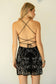 Celestia Beaded Lace-Up Mini Dress