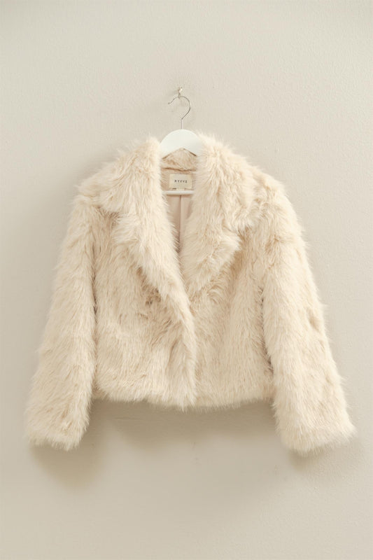 Starlit Cream Faux Fur Jacket