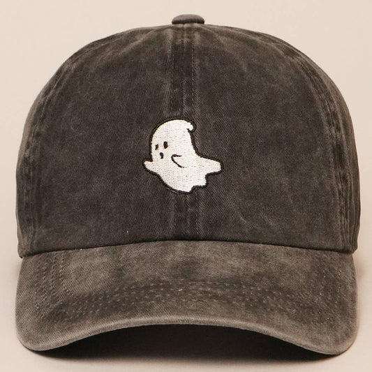 Ghost Embroidered Washed Dad Hat